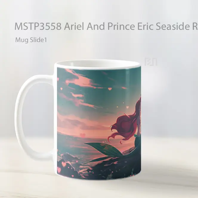 Ariel And Prince Eric Seaside Romance Valentines Mug Gelas Keramik MSTP3558 - All-side / Desain