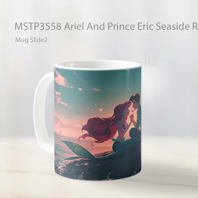 Ariel And Prince Eric Seaside Romance Valentines Mug Gelas Keramik MSTP3558 - All-side / Desain