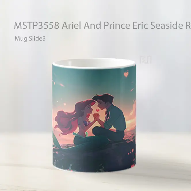 Ariel And Prince Eric Seaside Romance Valentines Mug Gelas Keramik MSTP3558 - All-side / Desain
