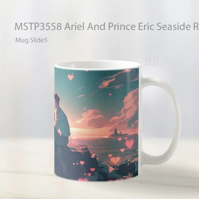 Ariel And Prince Eric Seaside Romance Valentines Mug Gelas Keramik MSTP3558 - All-side / Desain