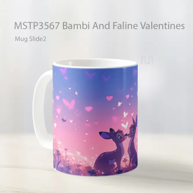 Bambi And Faline Valentines Mug Gelas Keramik MSTP3567 - All-side / Desain
