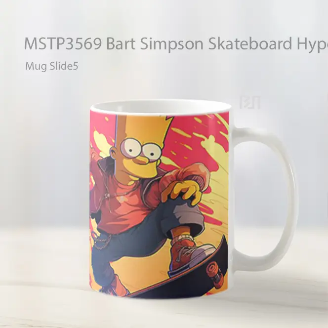 Bart Simpson Skateboard Hype Art Mug Gelas Keramik MSTP3569 - All-side / Desain