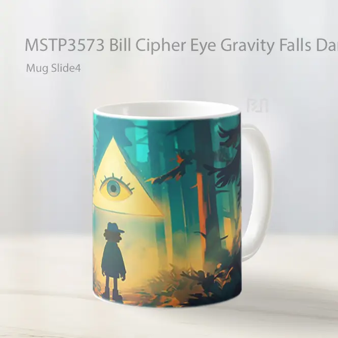 Bill Cipher Eye Gravity Falls Dark Forest Mug Gelas Keramik MSTP3573
