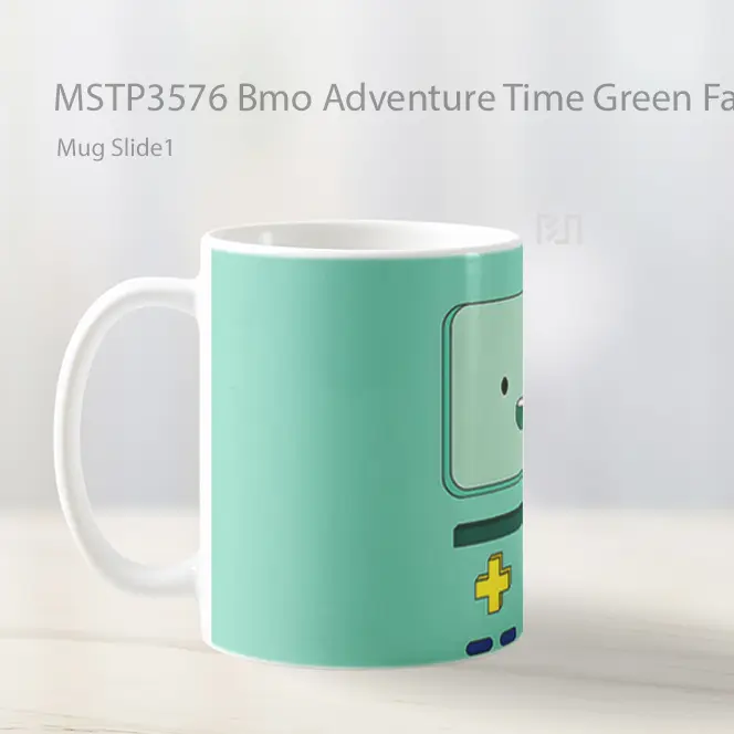 Bmo Adventure Time Green Face Mug Gelas Keramik MSTP3576 - All-side / Desain