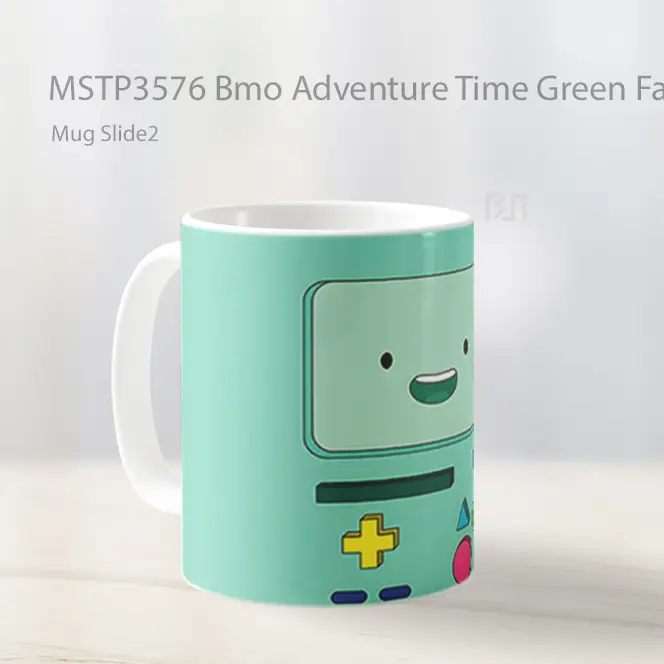 Bmo Adventure Time Green Face Mug Gelas Keramik MSTP3576 - All-side / Desain