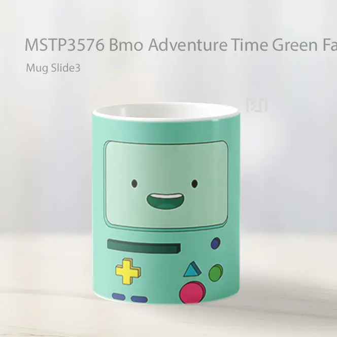 Bmo Adventure Time Green Face Mug Gelas Keramik MSTP3576 - All-side / Desain