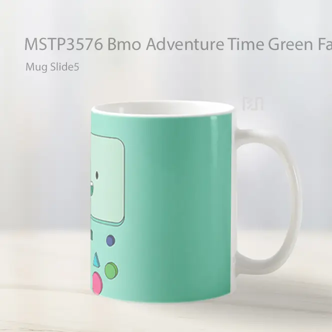Bmo Adventure Time Green Face Mug Gelas Keramik MSTP3576 - All-side / Desain