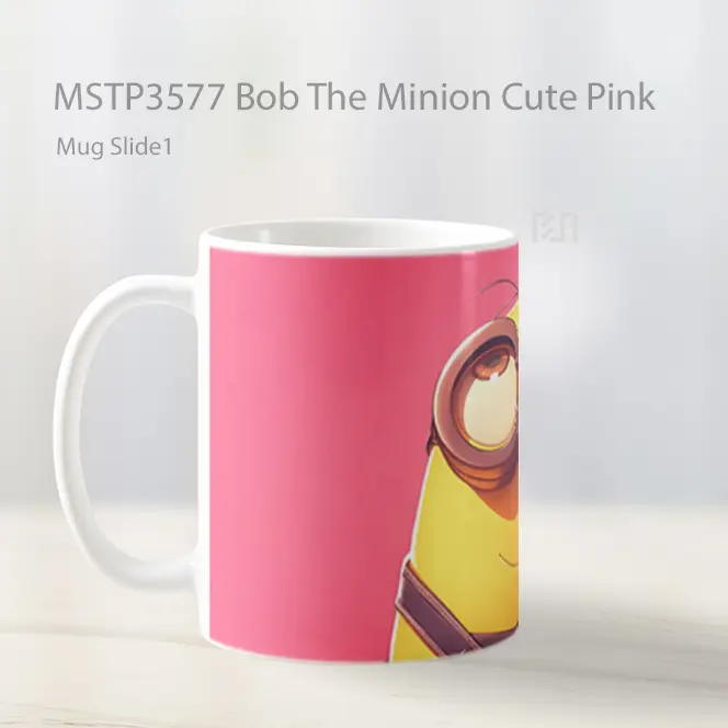 Bob The Minion Cute Pink Mug Gelas Keramik MSTP3577 - All-side / Desain