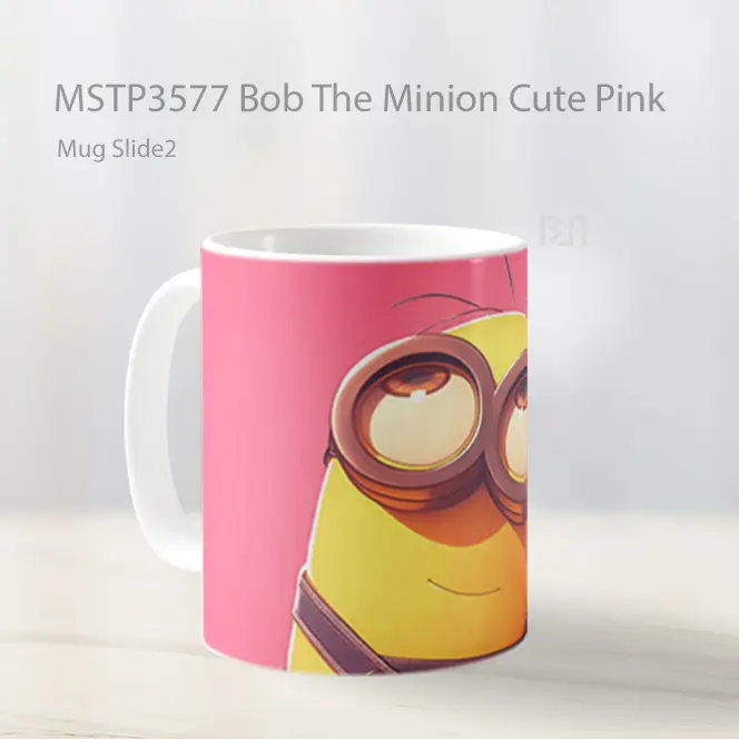 Bob The Minion Cute Pink Mug Gelas Keramik MSTP3577 - All-side / Desain