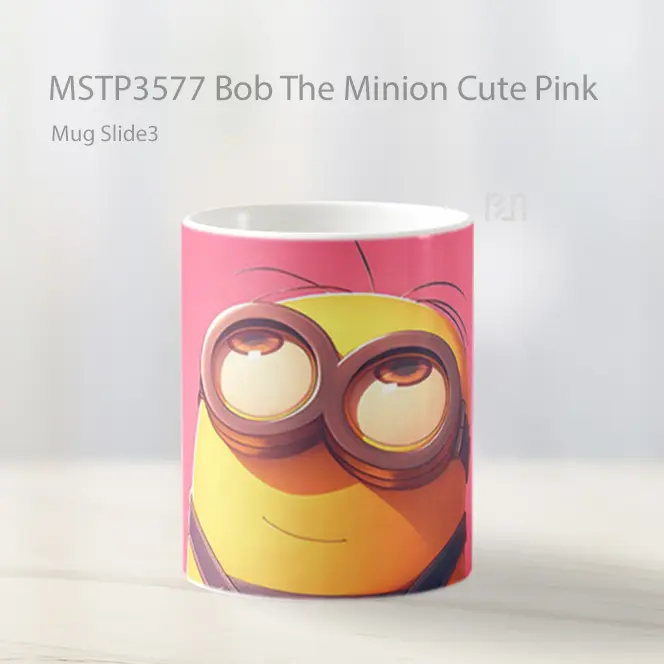Bob The Minion Cute Pink Mug Gelas Keramik MSTP3577 - All-side / Desain