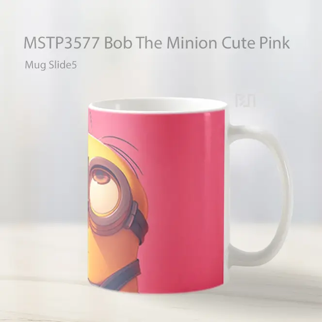 Bob The Minion Cute Pink Mug Gelas Keramik MSTP3577 - All-side / Desain