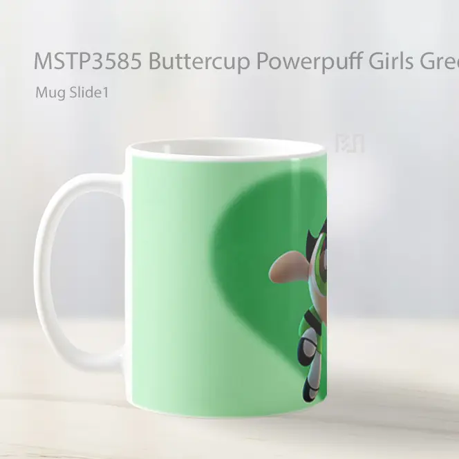 Buttercup Powerpuff Girls Green Heart Mug Gelas Keramik MSTP3585 - All-side / Desain