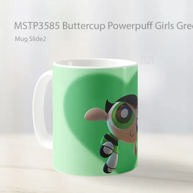 Buttercup Powerpuff Girls Green Heart Mug Gelas Keramik MSTP3585 - All-side / Desain