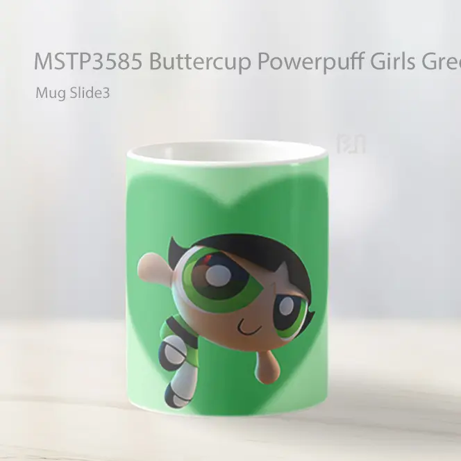 Buttercup Powerpuff Girls Green Heart Mug Gelas Keramik MSTP3585 - All-side / Desain