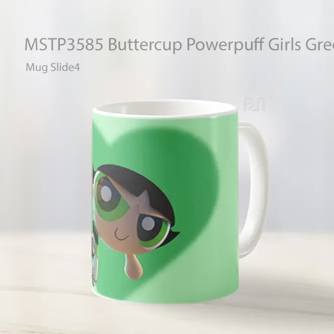 Buttercup Powerpuff Girls Green Heart Mug Gelas Keramik MSTP3585