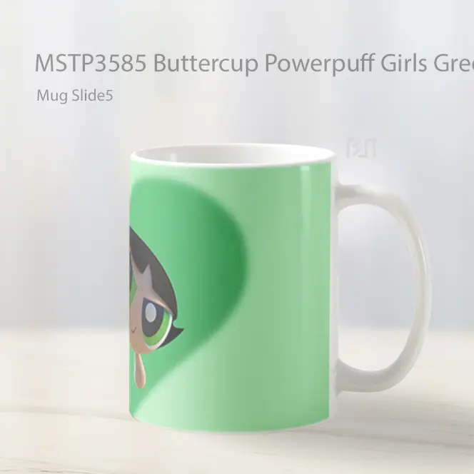 Buttercup Powerpuff Girls Green Heart Mug Gelas Keramik MSTP3585 - All-side / Desain