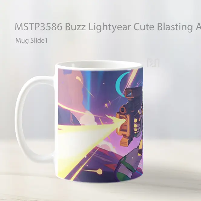 Buzz Lightyear Cute Blasting Action Mug Gelas Keramik MSTP3586 - All-side / Desain