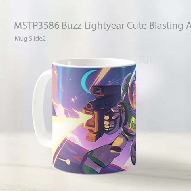 Buzz Lightyear Cute Blasting Action Mug Gelas Keramik MSTP3586 - All-side / Desain