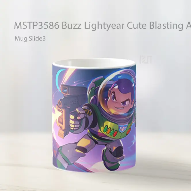 Buzz Lightyear Cute Blasting Action Mug Gelas Keramik MSTP3586 - All-side / Desain