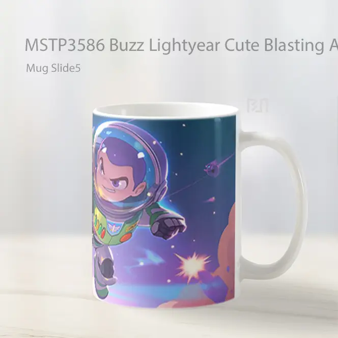 Buzz Lightyear Cute Blasting Action Mug Gelas Keramik MSTP3586 - All-side / Desain