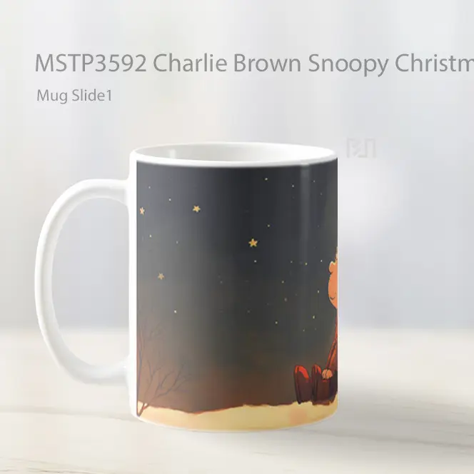 Charlie Brown Snoopy Christmas Night Cartoon Mug Gelas Keramik MSTP3592 - All-side / Desain
