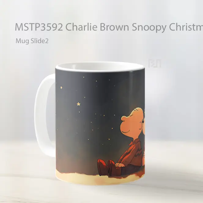 Charlie Brown Snoopy Christmas Night Cartoon Mug Gelas Keramik MSTP3592 - All-side / Desain