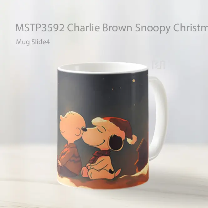 Charlie Brown Snoopy Christmas Night Cartoon Mug Gelas Keramik MSTP3592
