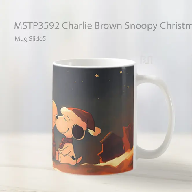 Charlie Brown Snoopy Christmas Night Cartoon Mug Gelas Keramik MSTP3592 - All-side / Desain