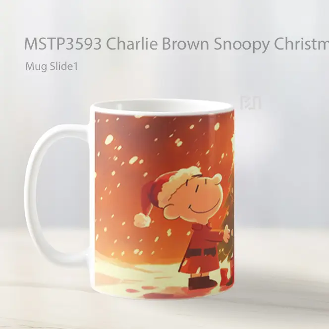 Charlie Brown Snoopy Christmas Tree Mug Gelas Keramik MSTP3593 - All-side / Desain
