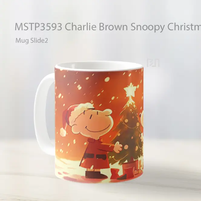 Charlie Brown Snoopy Christmas Tree Mug Gelas Keramik MSTP3593 - All-side / Desain