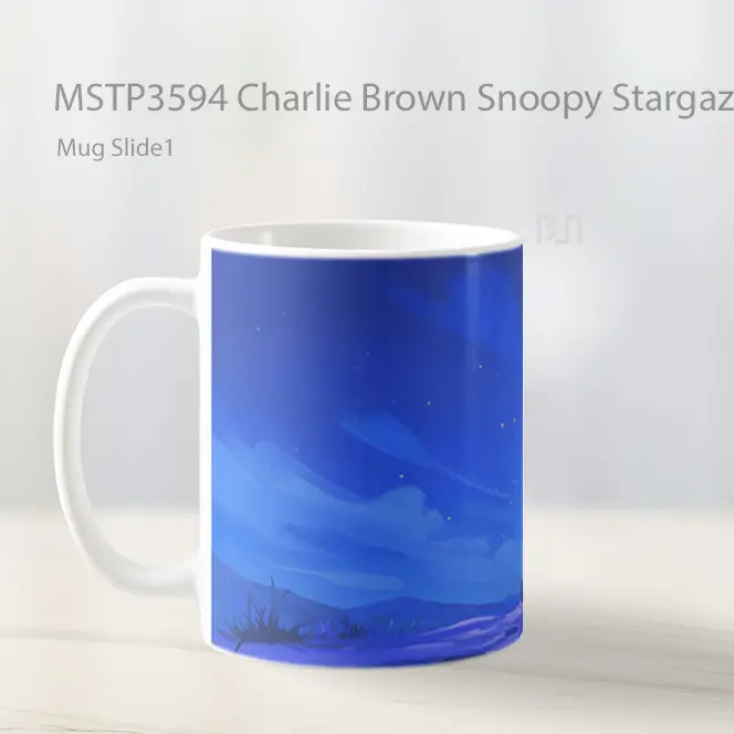 Charlie Brown Snoopy Stargazing Mug Gelas Keramik MSTP3594 - All-side / Desain