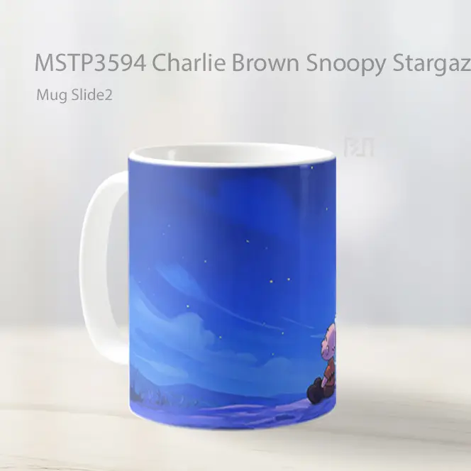 Charlie Brown Snoopy Stargazing Mug Gelas Keramik MSTP3594 - All-side / Desain