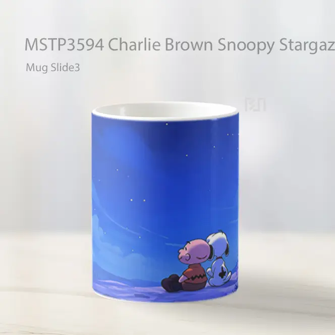 Charlie Brown Snoopy Stargazing Mug Gelas Keramik MSTP3594 - All-side / Desain