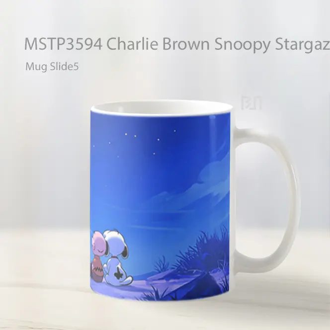 Charlie Brown Snoopy Stargazing Mug Gelas Keramik MSTP3594 - All-side / Desain