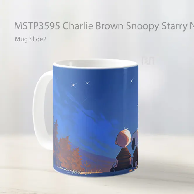 Charlie Brown Snoopy Starry Night Mug Gelas Keramik MSTP3595 - All-side / Desain