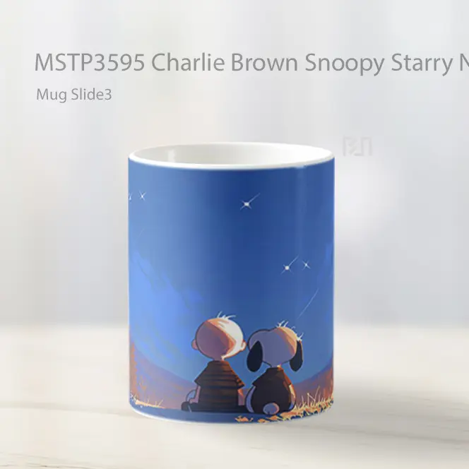 Charlie Brown Snoopy Starry Night Mug Gelas Keramik MSTP3595 - All-side / Desain