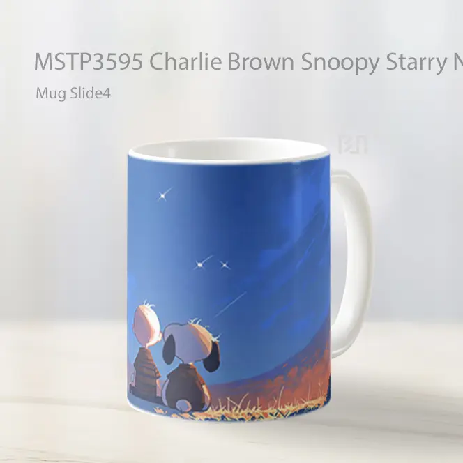 Charlie Brown Snoopy Starry Night Mug Gelas Keramik MSTP3595