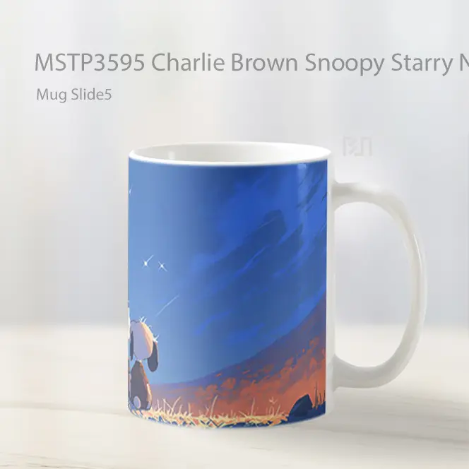 Charlie Brown Snoopy Starry Night Mug Gelas Keramik MSTP3595 - All-side / Desain