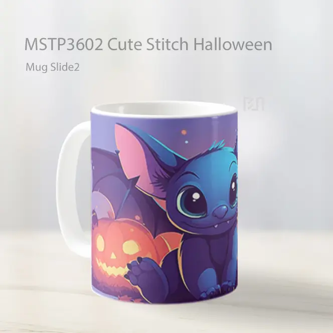 Cute Stitch Halloween Mug Gelas Keramik MSTP3602 - All-side / Desain