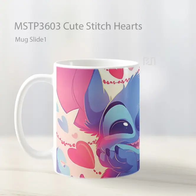 Cute Stitch Hearts Mug Gelas Keramik MSTP3603 - All-side / Desain