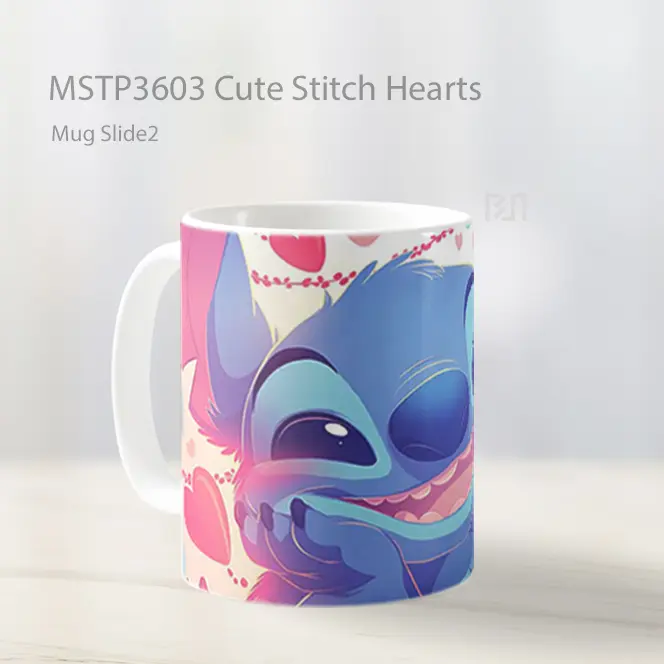 Cute Stitch Hearts Mug Gelas Keramik MSTP3603 - All-side / Desain