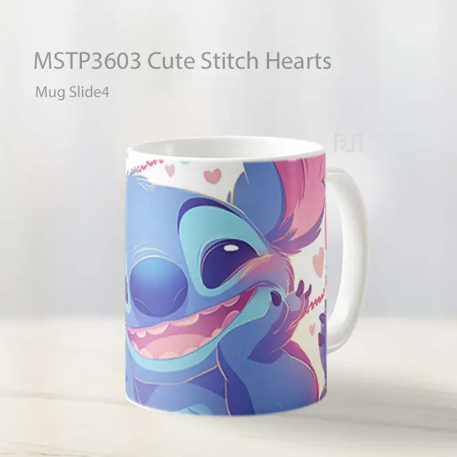Cute Stitch Hearts Mug Gelas Keramik MSTP3603