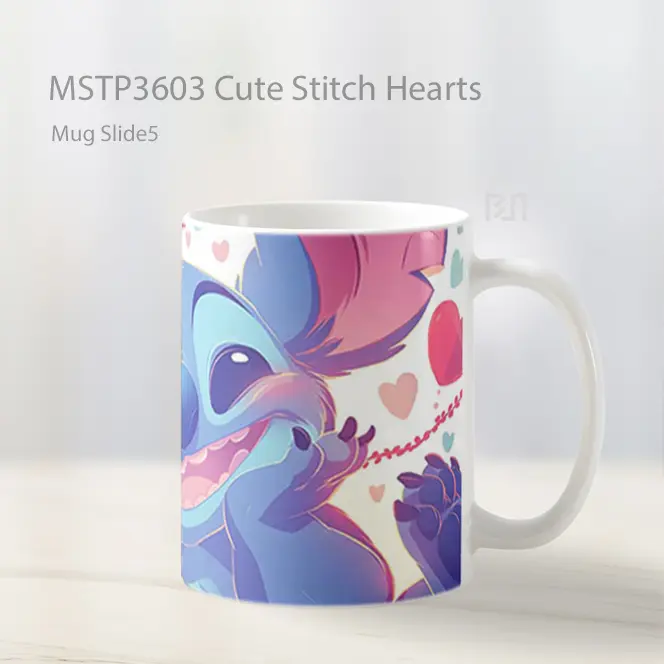 Cute Stitch Hearts Mug Gelas Keramik MSTP3603 - All-side / Desain