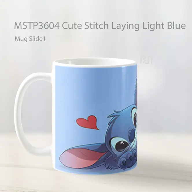 Cute Stitch Laying Light Blue Mug Gelas Keramik MSTP3604 - All-side / Desain