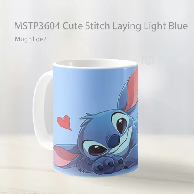Cute Stitch Laying Light Blue Mug Gelas Keramik MSTP3604 - All-side / Desain