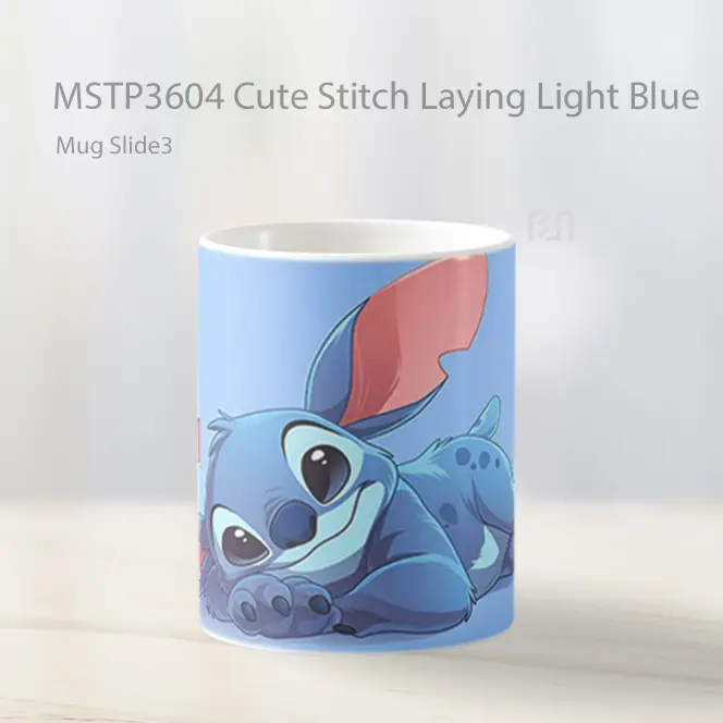 Cute Stitch Laying Light Blue Mug Gelas Keramik MSTP3604 - All-side / Desain