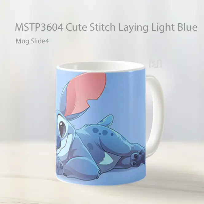 Cute Stitch Laying Light Blue Mug Gelas Keramik MSTP3604