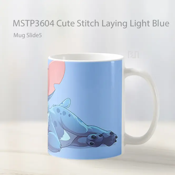 Cute Stitch Laying Light Blue Mug Gelas Keramik MSTP3604 - All-side / Desain