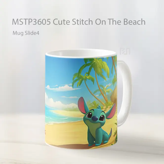 Cute Stitch On The Beach Mug Gelas Keramik MSTP3605