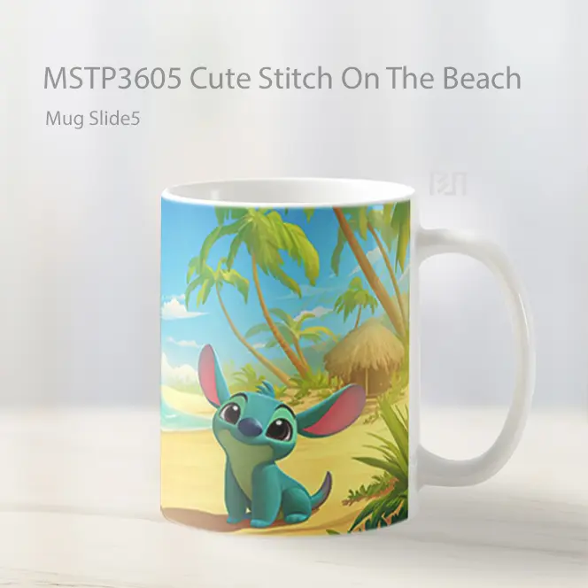 Cute Stitch On The Beach Mug Gelas Keramik MSTP3605 - All-side / Desain